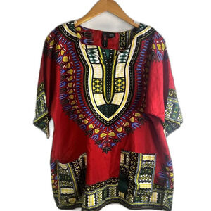 Tease‎ Tribal Dashiki African Short Sleeve Top Size Medium